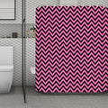 Black And Pink Chevron Pattern Print Polyester Shower Curtain