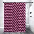 Black And Pink Chevron Pattern Print Premium Shower Curtain