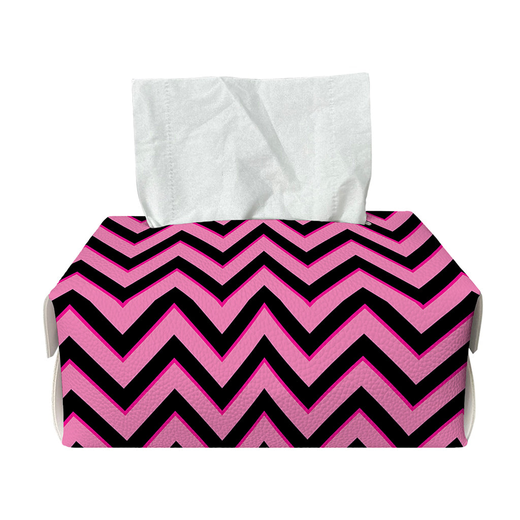 Black And Pink Chevron Pattern Print Rectangle Tissue Box Cover