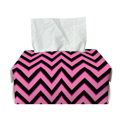 Black And Pink Chevron Pattern Print Rectangle Tissue Box Cover