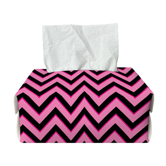 Black And Pink Chevron Pattern Print Rectangle Tissue Box Cover
