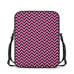 Black And Pink Chevron Pattern Print Rectangular Crossbody Bag