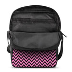 Black And Pink Chevron Pattern Print Rectangular Crossbody Bag