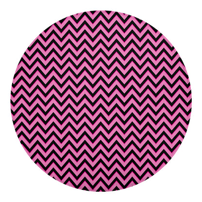 Black And Pink Chevron Pattern Print Round Blanket