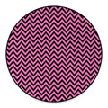 Black And Pink Chevron Pattern Print Round Floor Mat