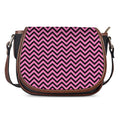 Black And Pink Chevron Pattern Print Saddle Bag