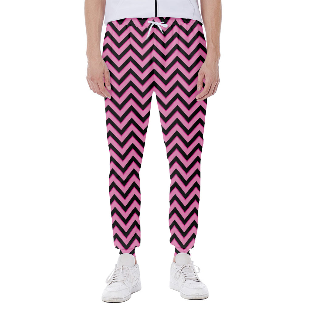 Black And Pink Chevron Pattern Print Scuba Joggers