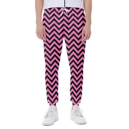 Black And Pink Chevron Pattern Print Scuba Joggers