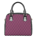 Black And Pink Chevron Pattern Print Shoulder Handbag
