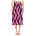 Black And Pink Chevron Pattern Print Side Slit Midi Skirt