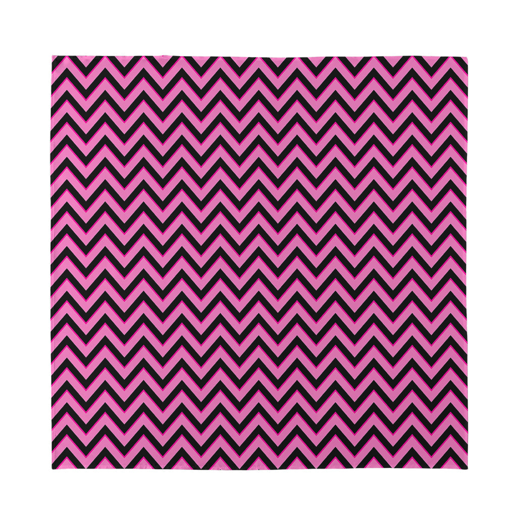 Black And Pink Chevron Pattern Print Silk Bandana