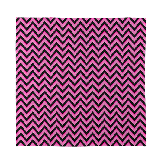 Black And Pink Chevron Pattern Print Silk Bandana