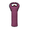 Black And Pink Chevron Pattern Print Single Neoprene Wine Tote