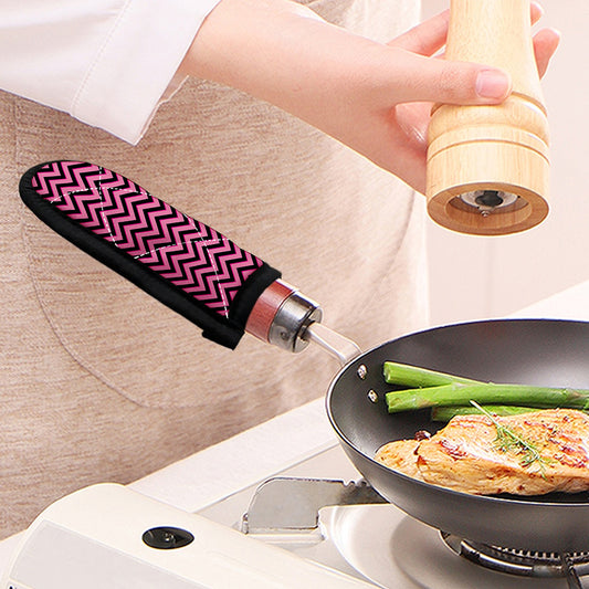 Black And Pink Chevron Pattern Print Skillet Handle Cover