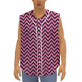 Black And Pink Chevron Pattern Print Sleeveless Baseball Jersey