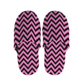 Black And Pink Chevron Pattern Print Slippers
