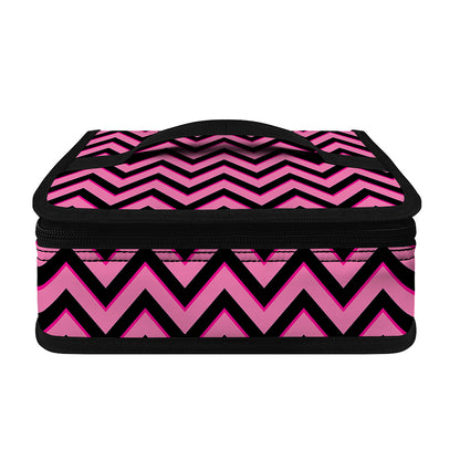 Black And Pink Chevron Pattern Print Small Lunch Bag