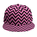 Black And Pink Chevron Pattern Print Snapback Cap