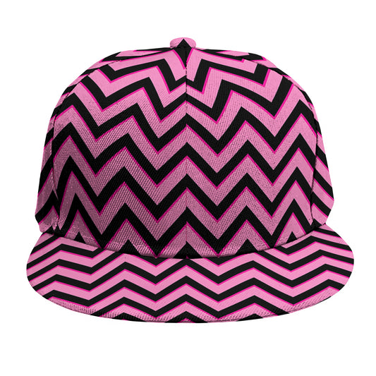 Black And Pink Chevron Pattern Print Snapback Cap