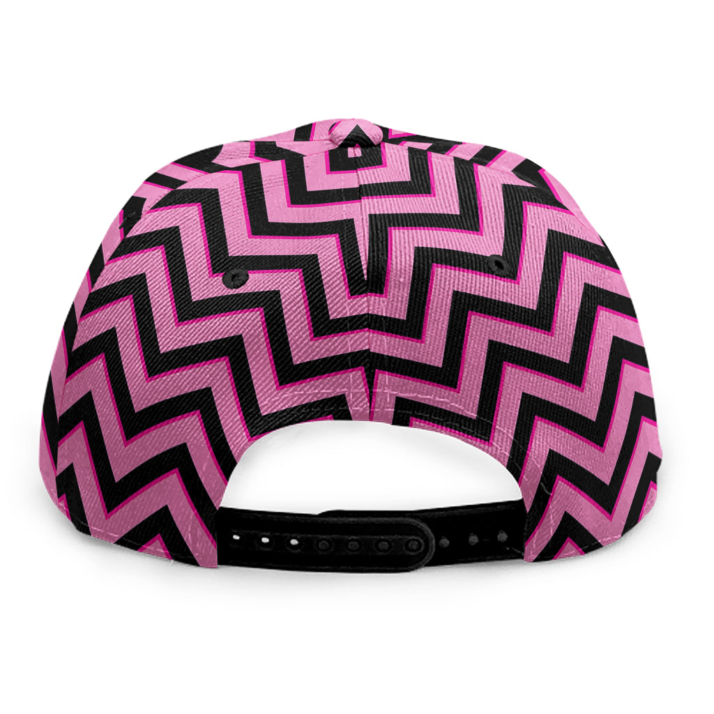Black And Pink Chevron Pattern Print Snapback Cap