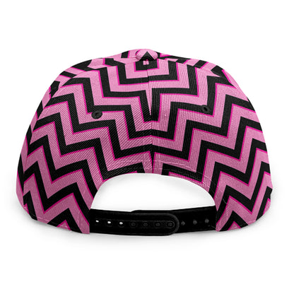 Black And Pink Chevron Pattern Print Snapback Cap