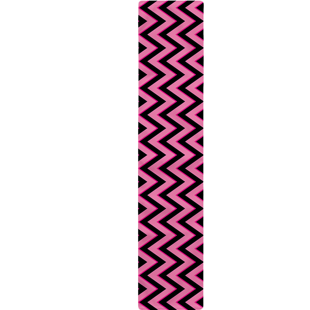 Black And Pink Chevron Pattern Print Table Runner
