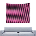 Black And Pink Chevron Pattern Print Tapestry