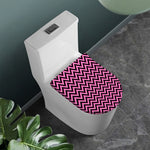 Black And Pink Chevron Pattern Print Toilet Lid Cover