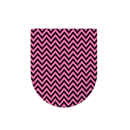 Black And Pink Chevron Pattern Print Toilet Lid Cover