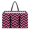 Black And Pink Chevron Pattern Print Utility Tote Bag
