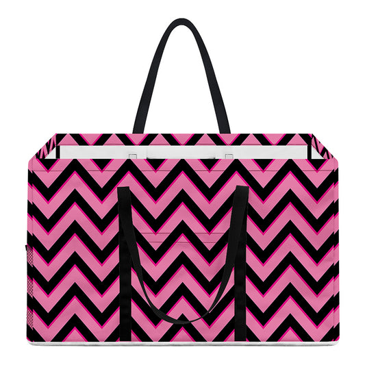 Black And Pink Chevron Pattern Print Utility Tote Bag