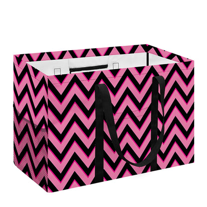 Black And Pink Chevron Pattern Print Utility Tote Bag