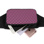 Black And Pink Chevron Pattern Print Waist Bag