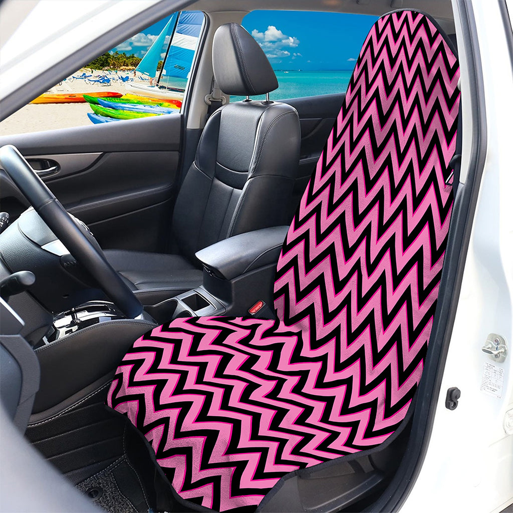 Black And Pink Chevron Pattern Print Waterproof Car Seat Cover