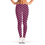 Black And Pink Chevron Pattern Print Women's Leggings