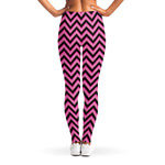 Black And Pink Chevron Pattern Print Women's Leggings