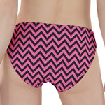 Black And Pink Chevron Pattern Print Women's Panties