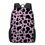 Black And Pink Cow Print 17 Inch Backpack