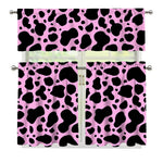 Black And Pink Cow Print 3 Piece Kitchen Curtains