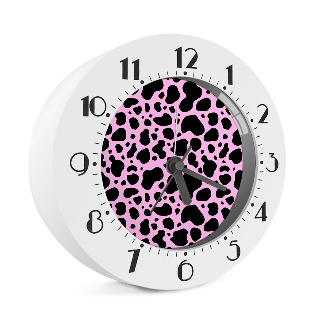 Black And Pink Cow Print Alarm Clock