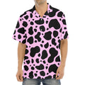 Black And Pink Cow Print Aloha Shirt