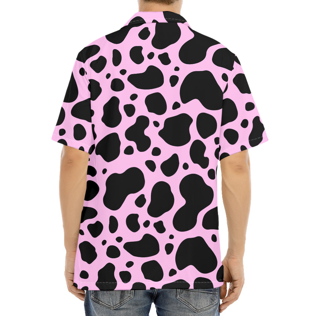 Black And Pink Cow Print Aloha Shirt
