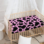 Black And Pink Cow Print Baby Crib Sheet