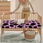 Black And Pink Cow Print Baby Crib Sheet