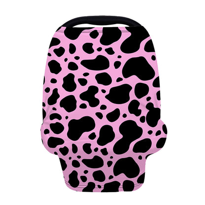 Black And Pink Cow Print Baby Seat Cover