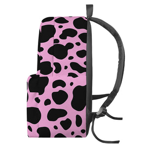 Black And Pink Cow Print Backpack