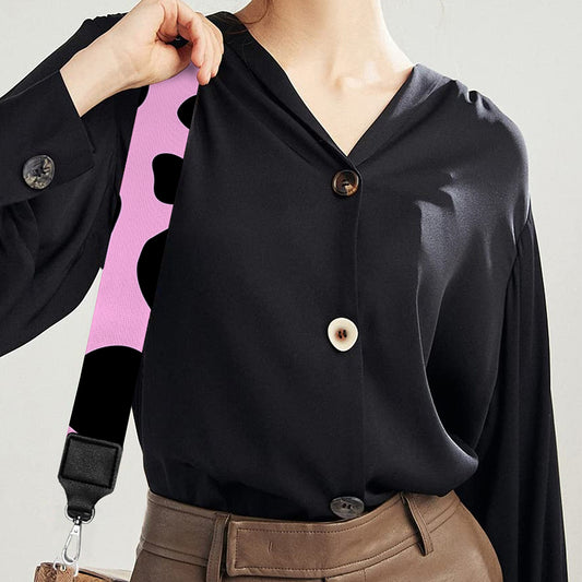 Black And Pink Cow Print Bag Strap
