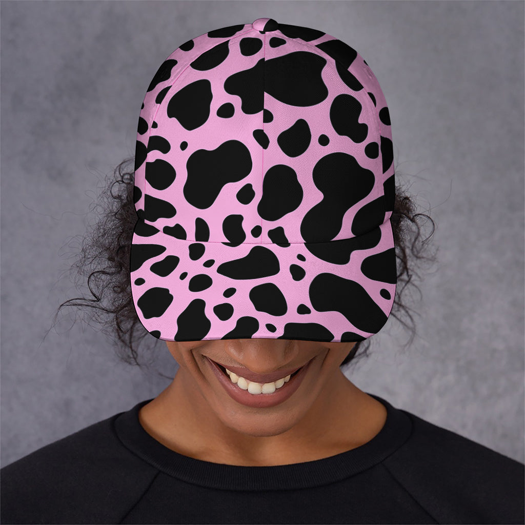 Black And Pink Cow Print Baseball Cap
