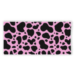 Black And Pink Cow Print Beach Towel