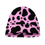 Black And Pink Cow Print Beanie